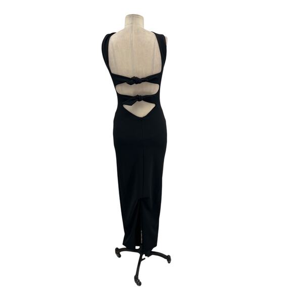 Nookie Long Gown Maxi Dress Bodycon Halter Neck Cut Out Tie Black Size Small - Picture 8 of 13